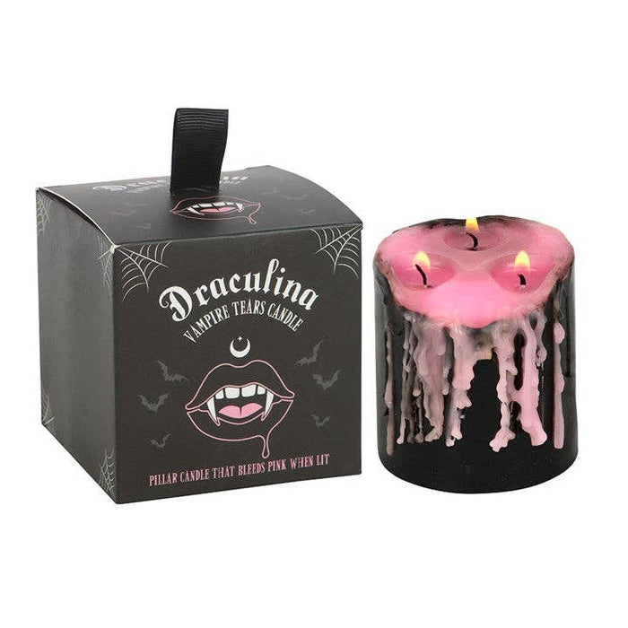 Draculina - pieni vaaleanpunainen Vampire Tears -pöytäkynttilä