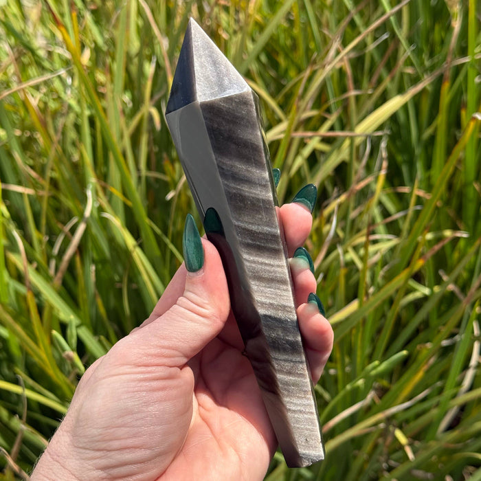 silver sheen obsidiaani -sauva