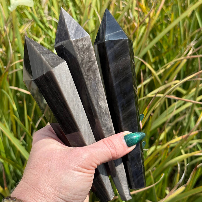 silver sheen obsidiaani -sauva