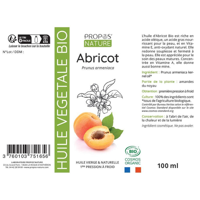 Apricot seed oil (Vegetable) 50ml - Laboratoire Propos'Nature 