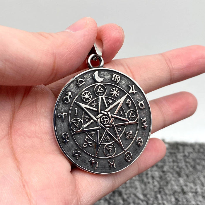 Zodiac Compass Stainless Steel Charm -riipus