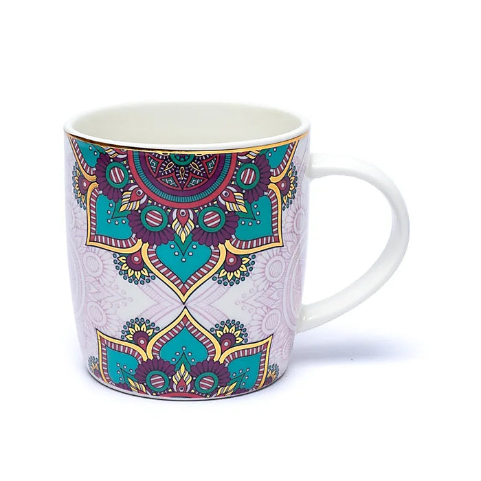 Tea mug Mandala turquoise 4 dl – with steel strainer