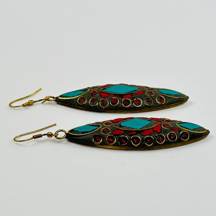 Tibetan mosaic earrings