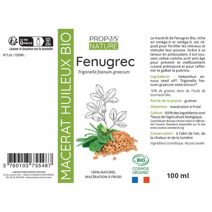 Orgaaninen Sarviapila (Fenugreek) öljy 50ml - Laboratoire Propos'Nature