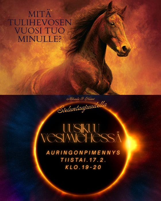 Sieluntaajudella ZOOM live Ti.17.2. Uusikuu Vesimiehessä / Tulihevosen vuosi klo.19-20.30