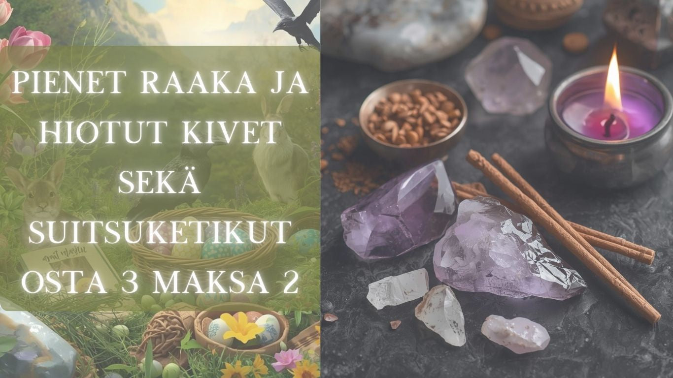 Iso valikoima kristalleja ja suitsukkeita osta 3 maksa 2