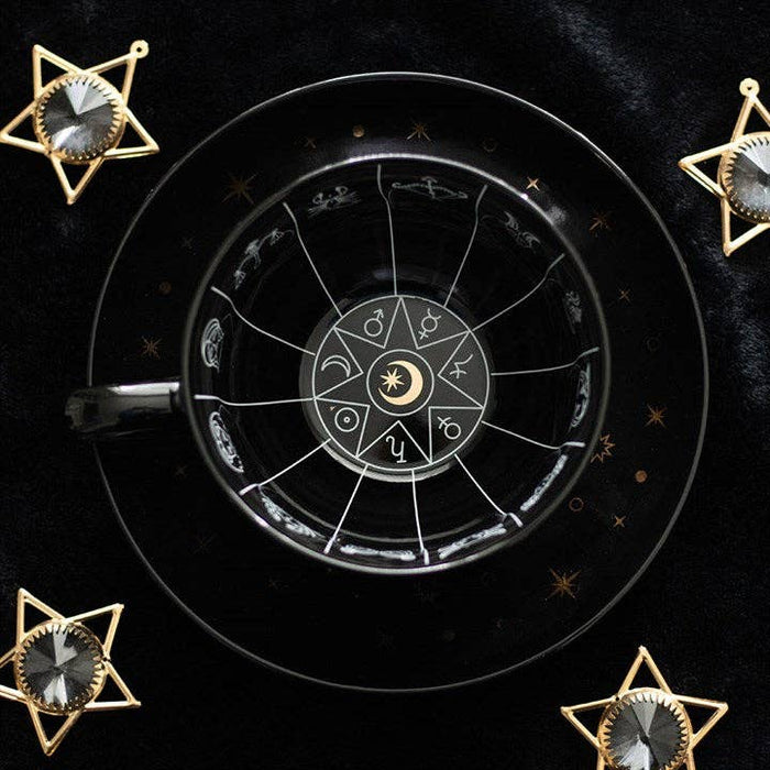 Astrologinen teelehtien tulkintakuppi ja aluslautanen 500 ml