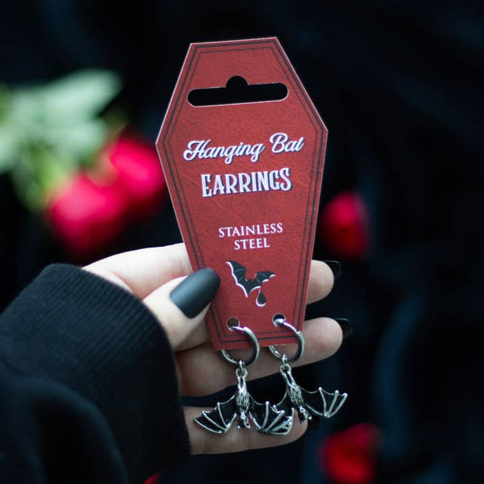 Gothic Hanging Bat - Earrings