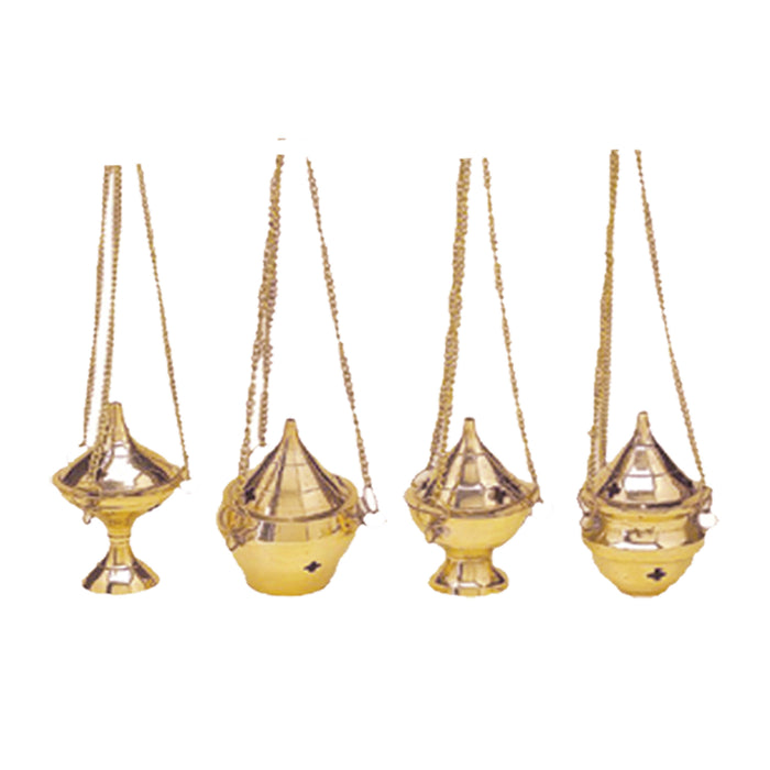 Hanging brass censer set of 4