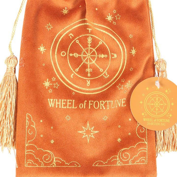 Samettinen The Wheel of Fortune Vintage Tarotkortti pussukka