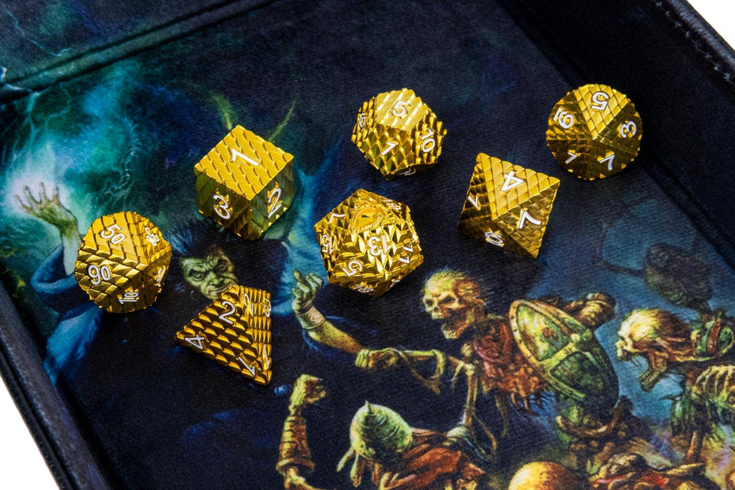 D&D Dragon Scale metallinen noppasetti: Gold - Fanroll
