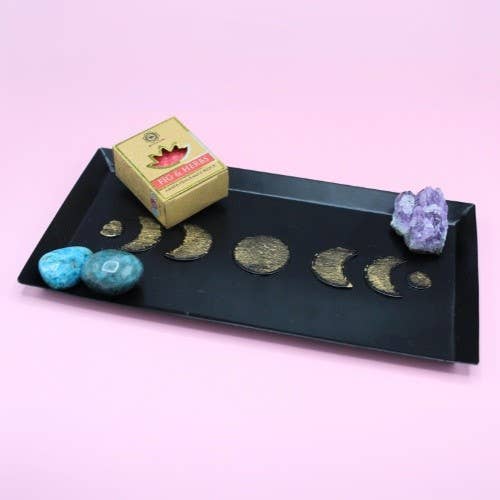 Rautatarjotin – Kuun vaiheet, musta 22 x 12 cm