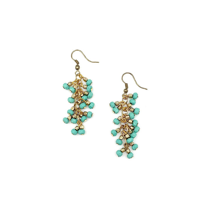 Sachi Chrome colors - Sea green Cluster earrings