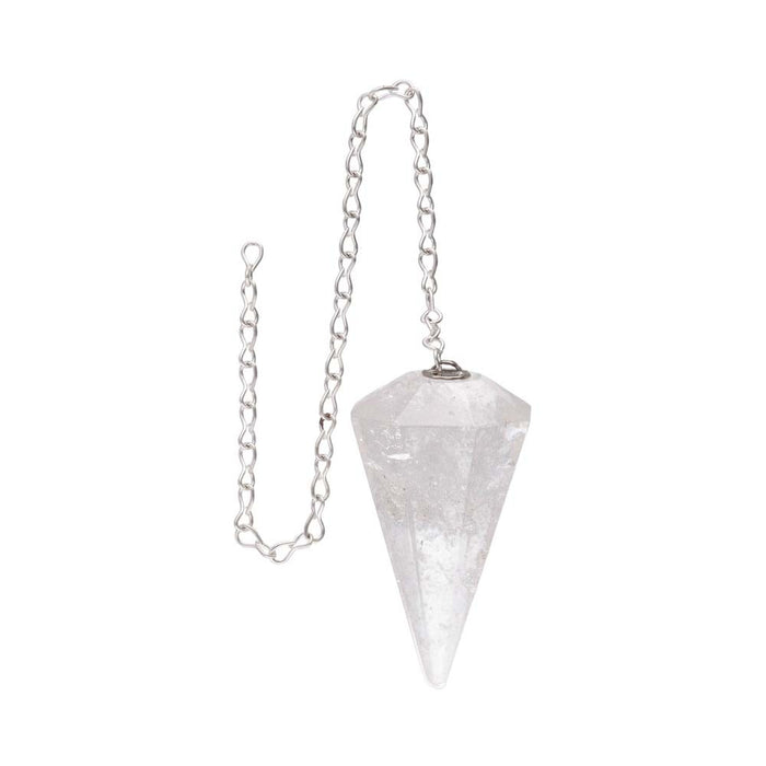 Faceted rock crystal pendulum