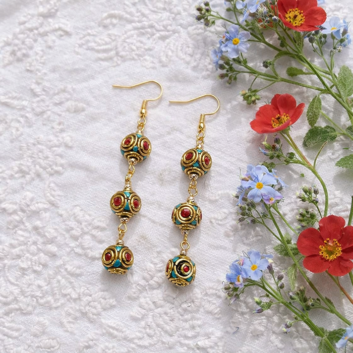 Boho Earrings Tiibetiläistyyliset Boho Mosaic -riippukorvakorut Tibetan Mosaic