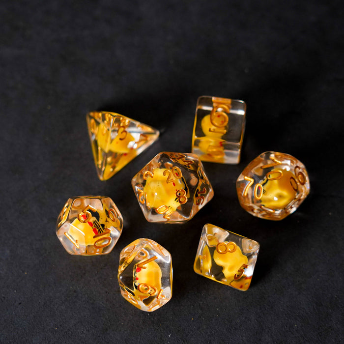 Cat Dice Resin Polyhedral Set - Metallic Dice Games