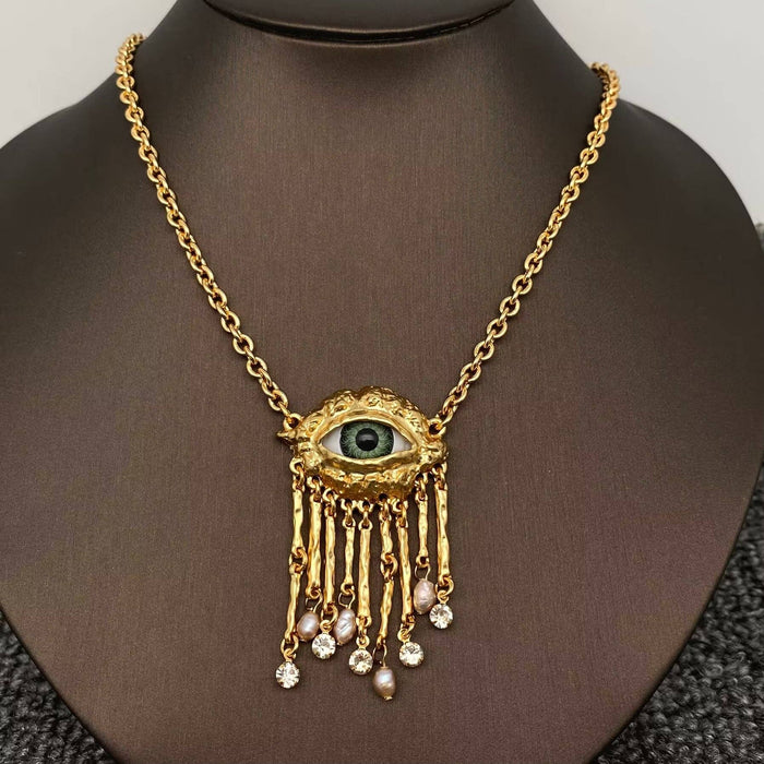 Vintage 18K Gold Plated Evil Eye Charm -kaulakoru