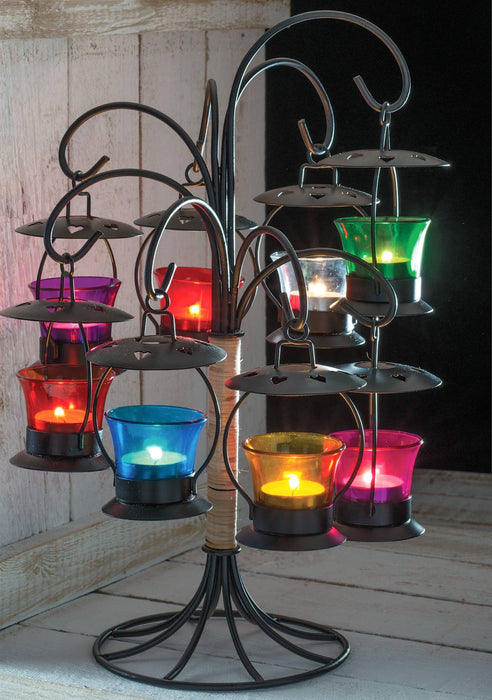 Sateenvarjomallinen rauta-lasituikkulyhty 9 x 9 x 14 cm