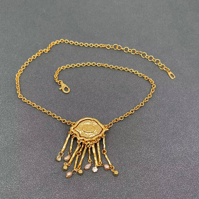 Vintage 18K Gold Plated Evil Eye Charm -kaulakoru