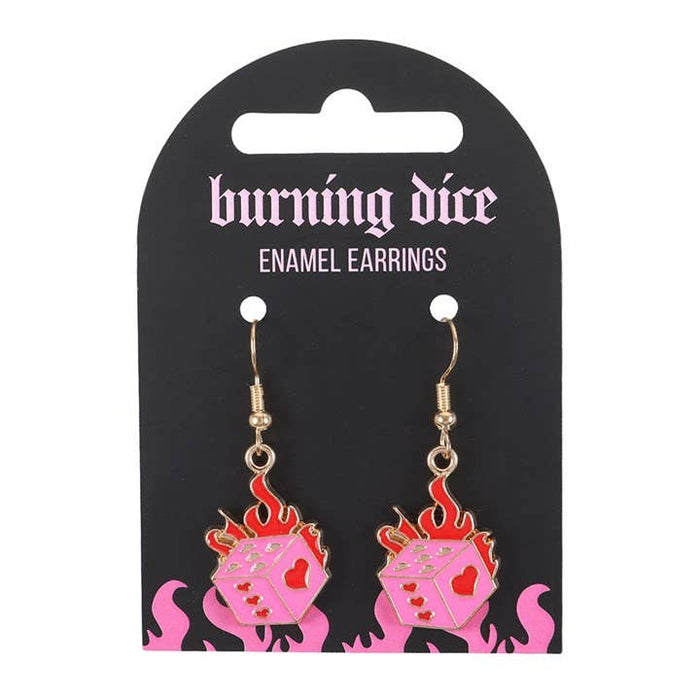 Burning Dice Earrings - palavat nopat korvakorut