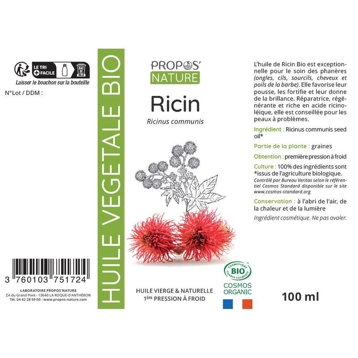 Risiiniöljy (Castor oli Vegetable luomu) 50ml - Laboratoire Propos'Nature