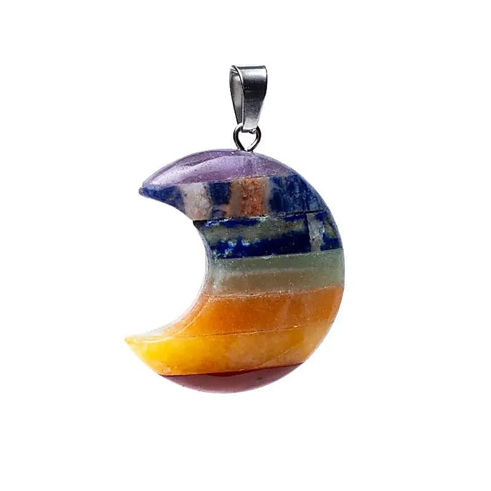 7 chakra moon pendant