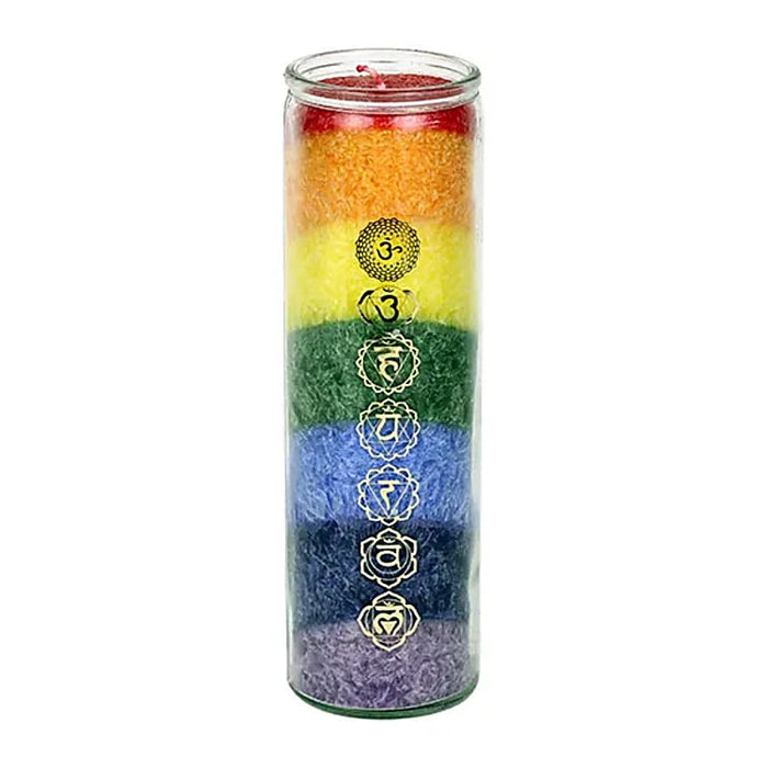 Chakra candle in a glass jar