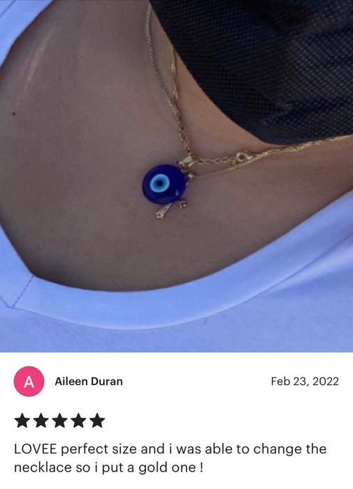 Hento hopeanvärinen kaulakoru kreikkalaisella sinisellä lasisella Evil Eye -riipuksella