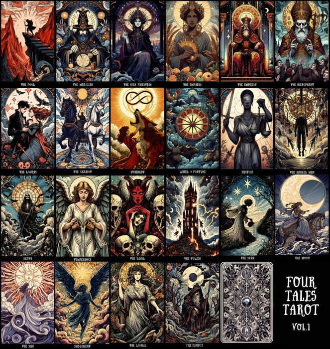 Four Tales Tarot (major arcana) - Black edges - Taroteca Studios