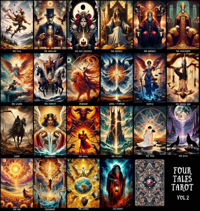 Four Tales Tarot (major arcana)- Gold edges - Taroteca Studios