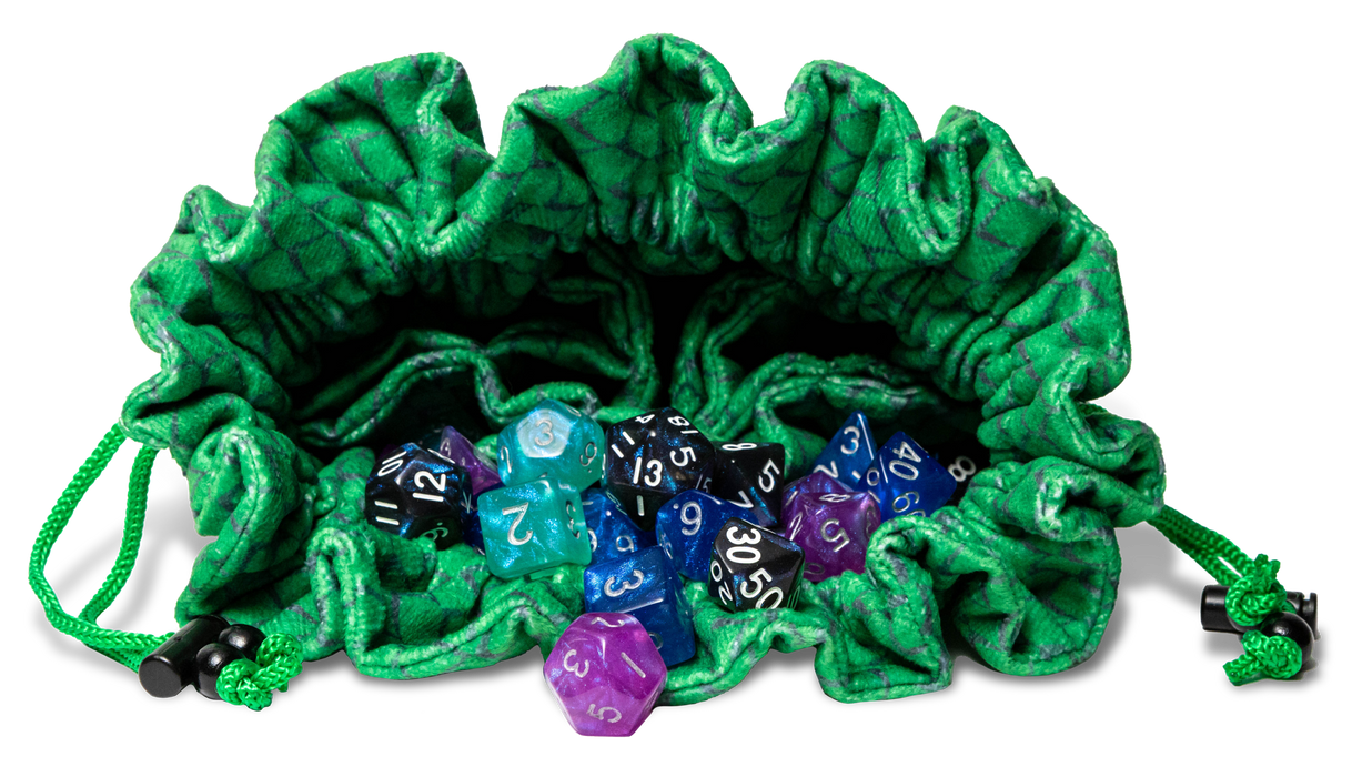 Dragon Storm samettinen lokerollinen noppapussi: Green Dragon Scales - Fanroll