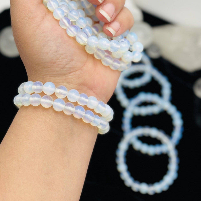 Crystal Mala Bracelet Made of Opalite Beads