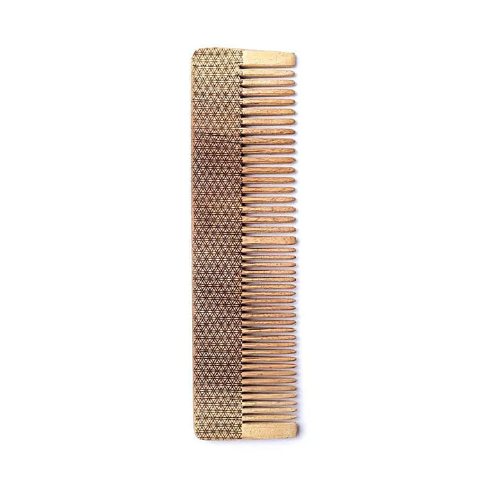 Natural wooden comb - Flower of Life, 19 cm