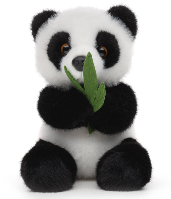 Istuva panda lehdellä – pehmolelu – 18 cm