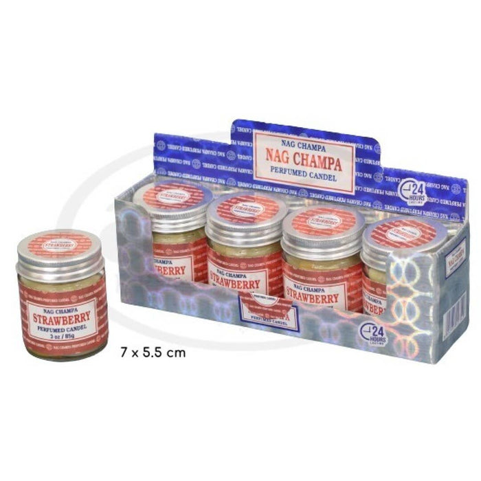 Nag Champa Strawberry tuoksukynttilä lasipurkissa