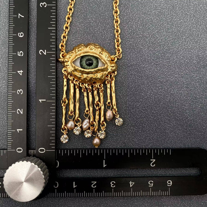 Vintage 18K Gold Plated Evil Eye Charm -kaulakoru