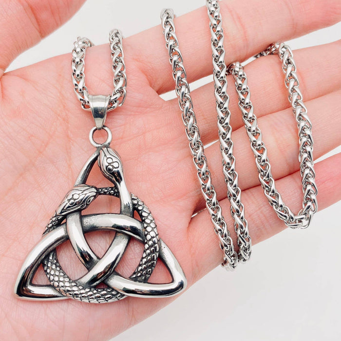 Viikinkikäärme & Kelttisolmu -kaulakoru, ruostumatonta terästä