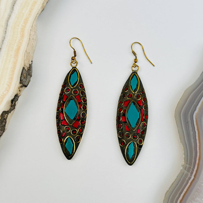 Tibetan mosaic earrings