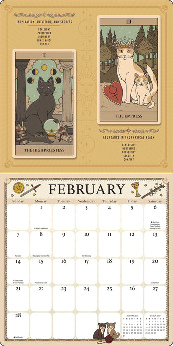 Cats Rule the Earth Tarot 2027 seinäkalenteri, sisäsivu
