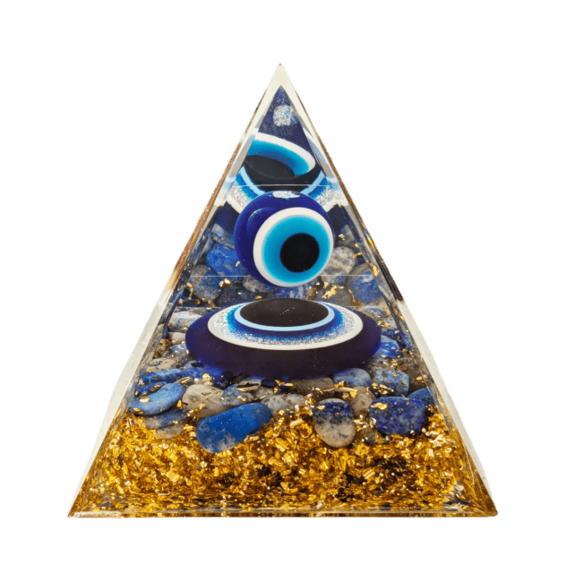 Lapis lazuli orgoniittipyramidi Evil Eye 6 cm