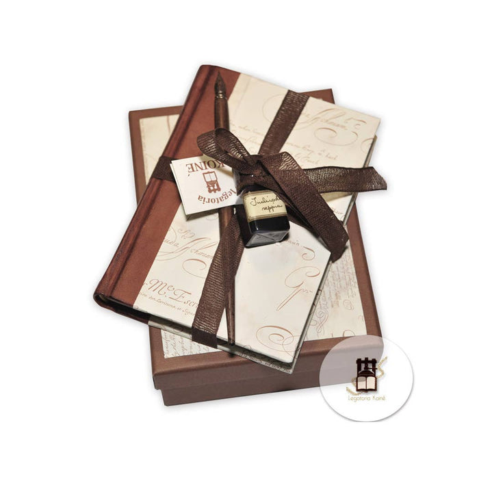 Scriptorium writing set with diary, pen nib and ink (brown)