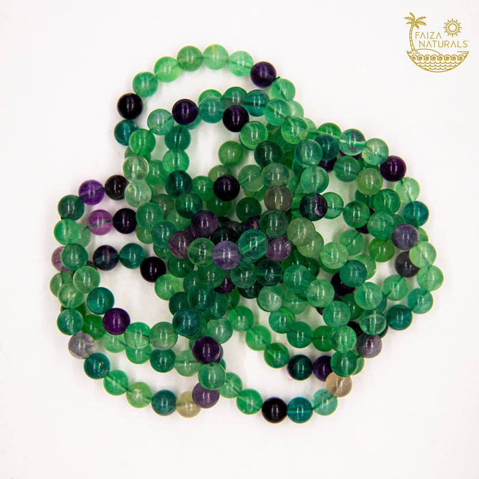 Fluoriittirannekoru – suuret hiotut helmet (10 mm)