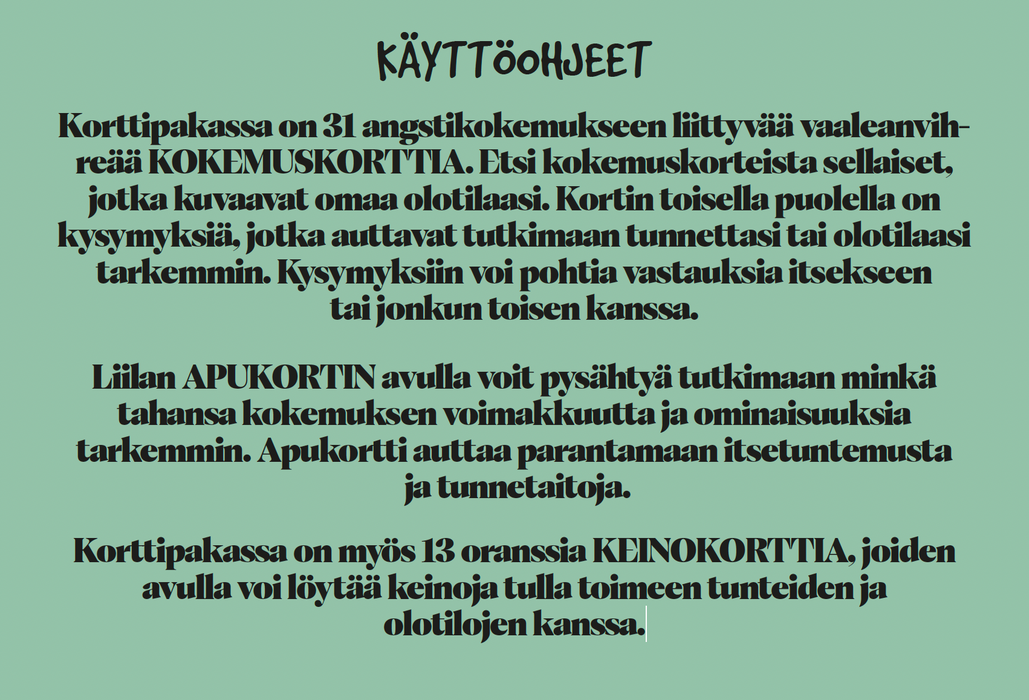Angstin purku -kortit - Satu Pihlaja