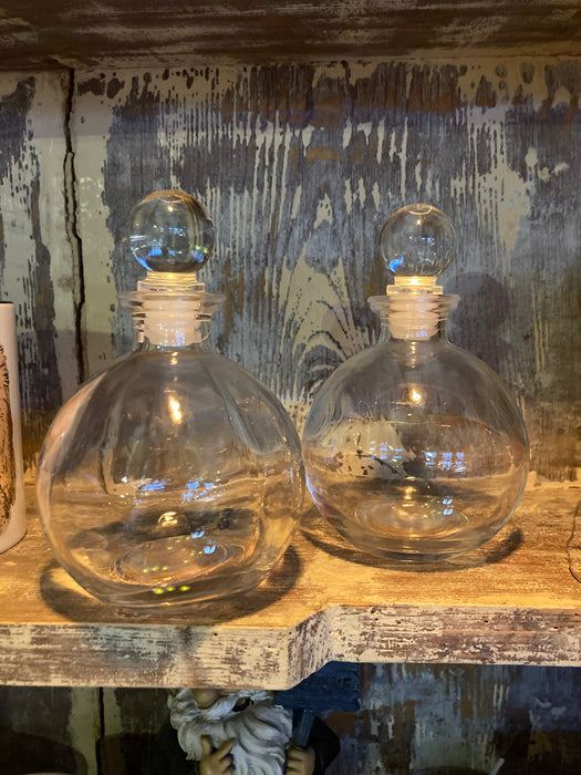 Pyöreä Lasipullo lasisella korkilla 9x13cm