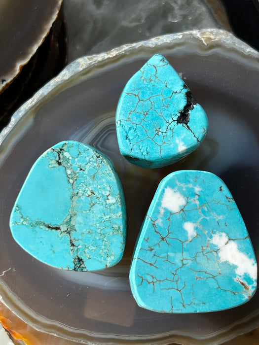 Iranian turquoise piece, one side polished