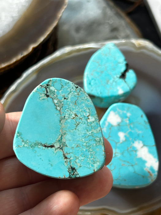 Iranian turquoise piece, one side polished