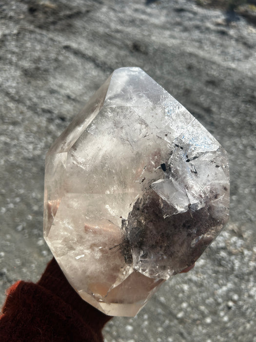 Large tip of lodolite crystal with inclusions (same specimen as pictured)