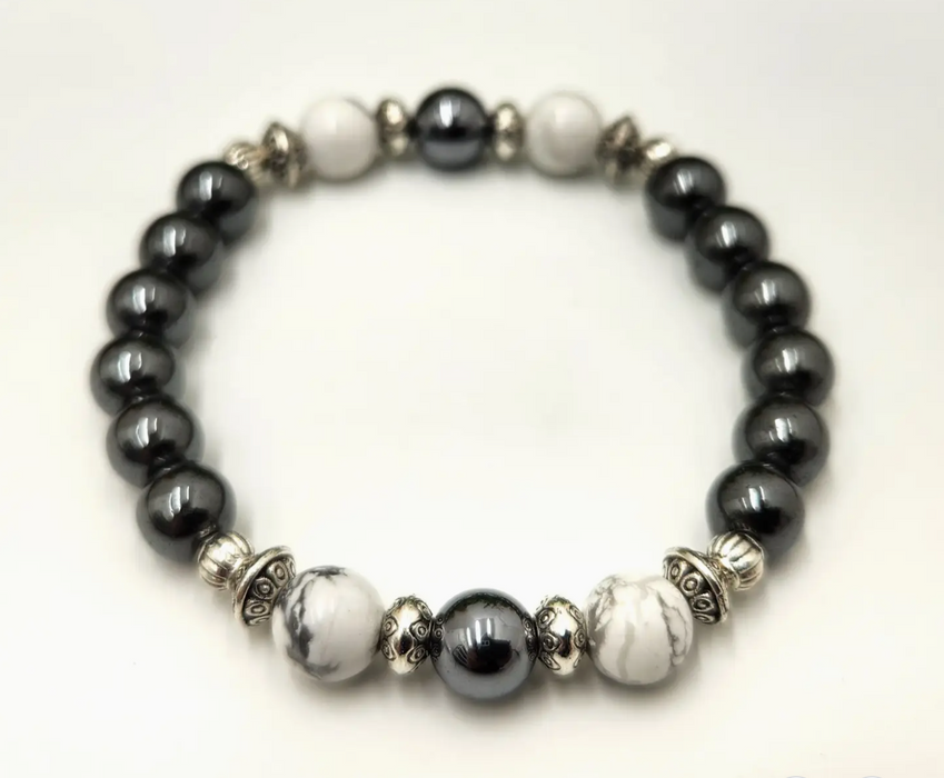 Empath Protection- terahertsi, valkoinen howliitti ja hematiitti, 19 cm