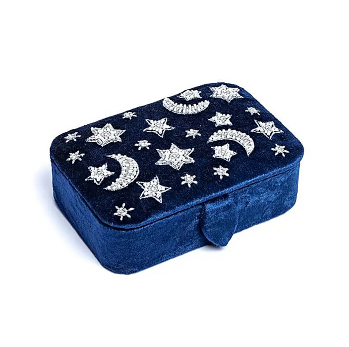 Tummansininen samettirasia – Kuu & tähdet