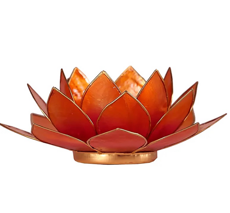 Lootus-kynttilälyhty – pinkki-oranssi, kultareunus